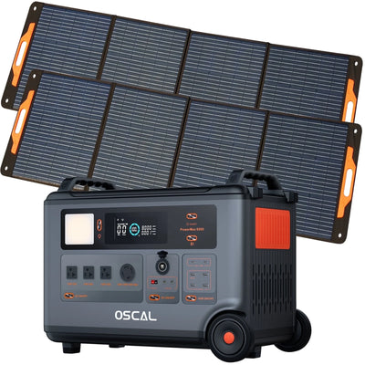 Portable Power Station 6000W with 2X200W Solar Panel, 3600Wh Lifep04 Solar Generator for Home Use, Outdoor Camping, Powermax 6000