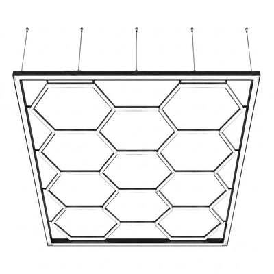 Hexagon LED Garage Lights Engineered for Bright Workspaces, 66300 Lumens, 15 Grid System, 6500K Cool White
