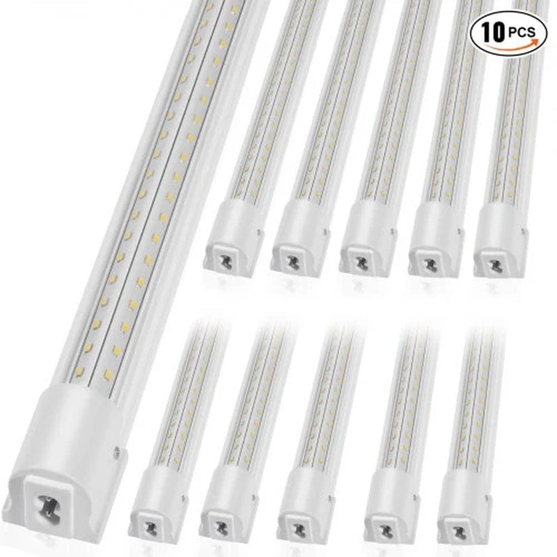10 Pack LED Shop Light, 8 FT, 80W Linkable Shop Light Fixture, 10000 LM Ceiling Lights 59 in Power Cords with ON/OFF Switch 48 in Connector Cables, for Garage Warehouse Home Workkshop and Office