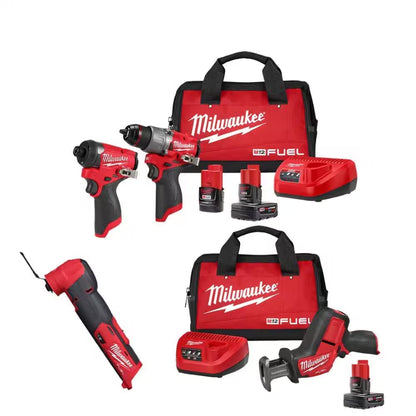 M12 FUEL 12-Volt Lithium-Ion Brushless Cordless Hammer Drill & Impact Driver Combo Kit with Recip Saw Kit and Multi-Tool