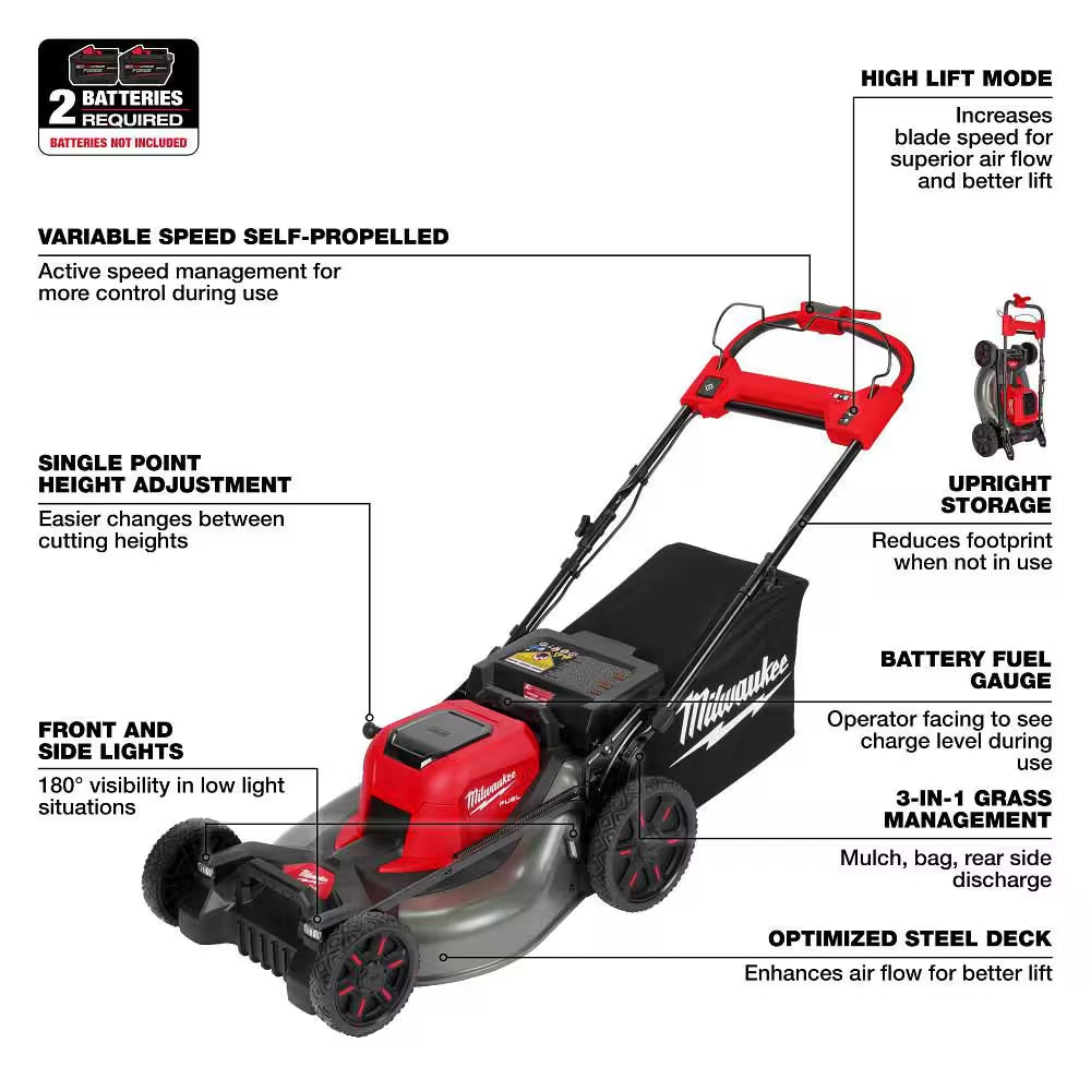 M18 FUEL Brushless Cordless 21 in Dual Battery SP Mower W/ FORGE Starter Kit, Backpack Blower, Chainsaw, Pole Saw