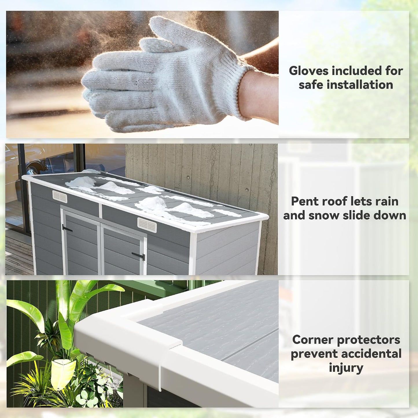 8' X 4' Outdoor Storage Shed, Waterproof Resin Plastic Shed with Floor, Window, Lockable Doors and Vents, All-Weather Garden Tool Shed for Backyard, Patio, Lawn, Gray