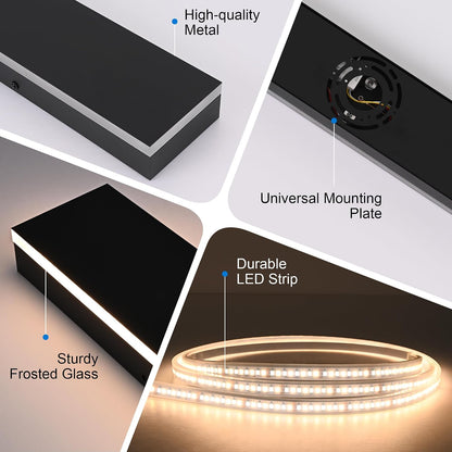 2 Pack 48 Inch Waterproof Outdoor Wall Light, 5.9 Inch Wide Linear Outdoor Garage Lighting Fixtures Long Exterior LED Wall Light for Porch Garage Patio, 3000K-6000K 5CCT
