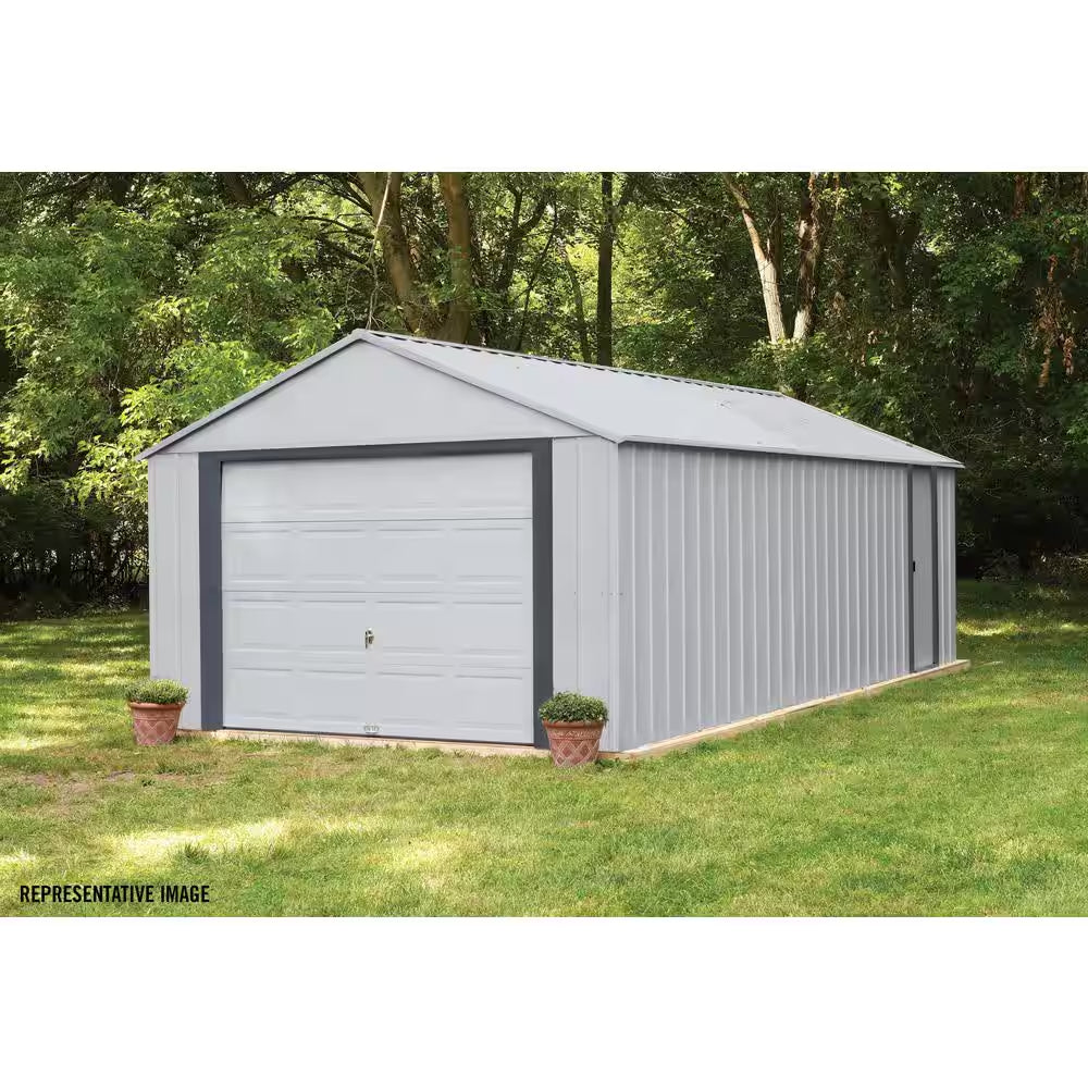 Murry Hill 12 Ft. W X 17 Ft. D 2-Tone Gray Steel Garage and Storage Building with Side Door and High-Gable Roof
