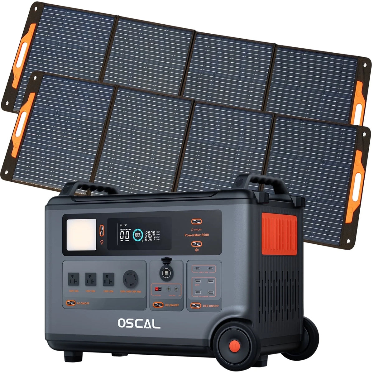 Portable Power Station 6000W with 2X200W Solar Panel, 3600Wh Lifep04 Solar Generator for Home Use, Outdoor Camping, Powermax 6000