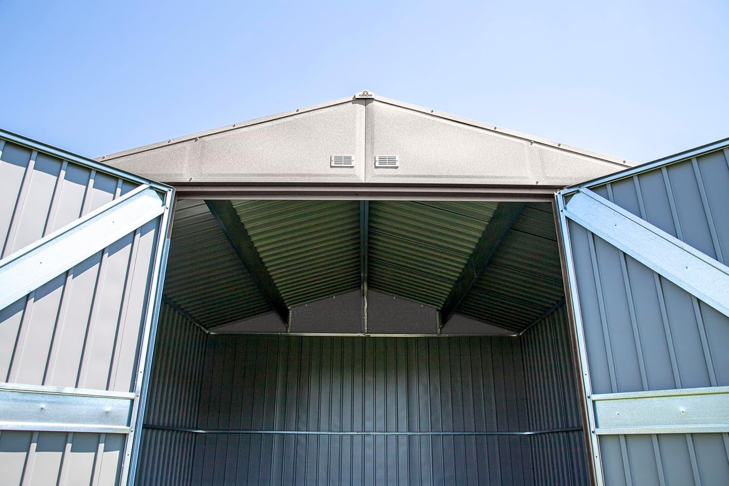 Shed Elite 10' X 14' Tall Outdoor Steel Storage Shed with High Gable and Lockable Doors Storage Building, Cool Grey