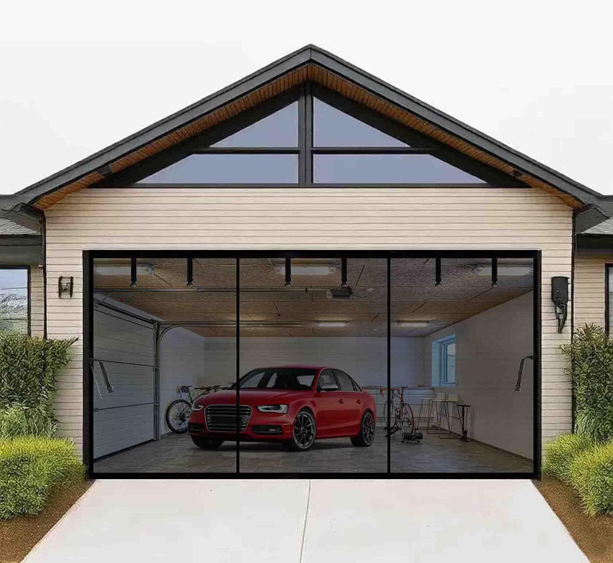 Magnetic Garage Door Screen 16X12Ft for 2 3 Car, Doors Durable Fiberglass Heavy Duty Mesh Magnetic Net, Pets Friendly Retractable for Carport Garage Patio Porch (Black, 16X12Ft)