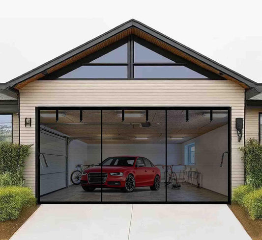 Magnetic Garage Door Screen 16X12Ft for 2 3 Car, Doors Durable Fiberglass Heavy Duty Mesh Magnetic Net, Pets Friendly Retractable for Carport Garage Patio Porch (Black, 16X12Ft)