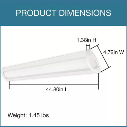 1-Pack 44 In. 3400 Lumens Easy Install LED Wraparound Light Fixture 120V Bright White 4000K Garage Lighting Closet Light