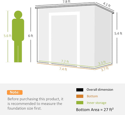 8' X 4' Outdoor Storage Shed, Waterproof Resin Plastic Shed with Floor, Window, Lockable Doors and Vents, All-Weather Garden Tool Shed for Backyard, Patio, Lawn, Gray