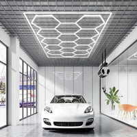 Hexagon Garage Lights, 66300LM, 6500K 15 Grid Systems Honeycomb Hexagonal Garage LED Lights, DIY Cool White Car Detailing Ceiling Lighting Bright Shop Light for Gym Basement Workshop