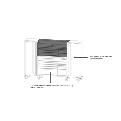 Modular Tool Storage 52 In. W X 16 In. D Standard Duty Black Top Tool Chest