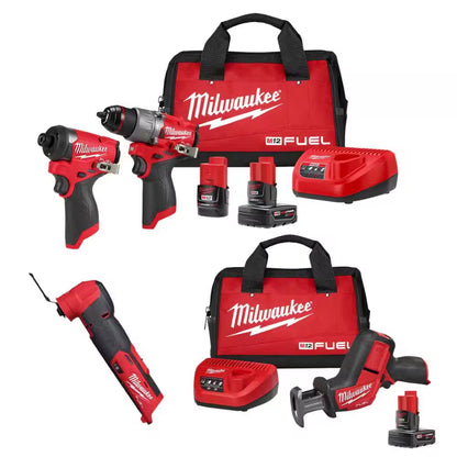 M12 FUEL 12-Volt Lithium-Ion Brushless Cordless Hammer Drill & Impact Driver Combo Kit with Recip Saw Kit and Multi-Tool