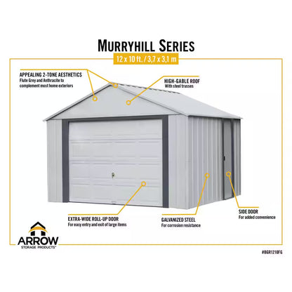 Murry Hill 12 Ft. W X 17 Ft. D 2-Tone Gray Steel Garage and Storage Building with Side Door and High-Gable Roof