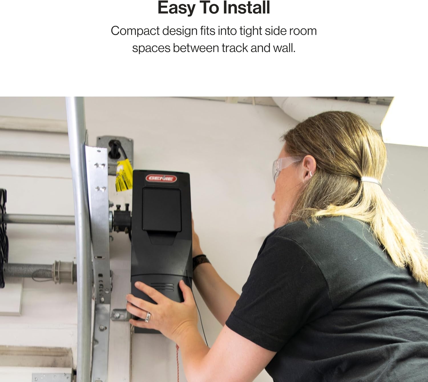B6172H Wall Mount Smart Garage Door Opener, DC Motor Lifts up to 14Ft High 850Lbs, Black