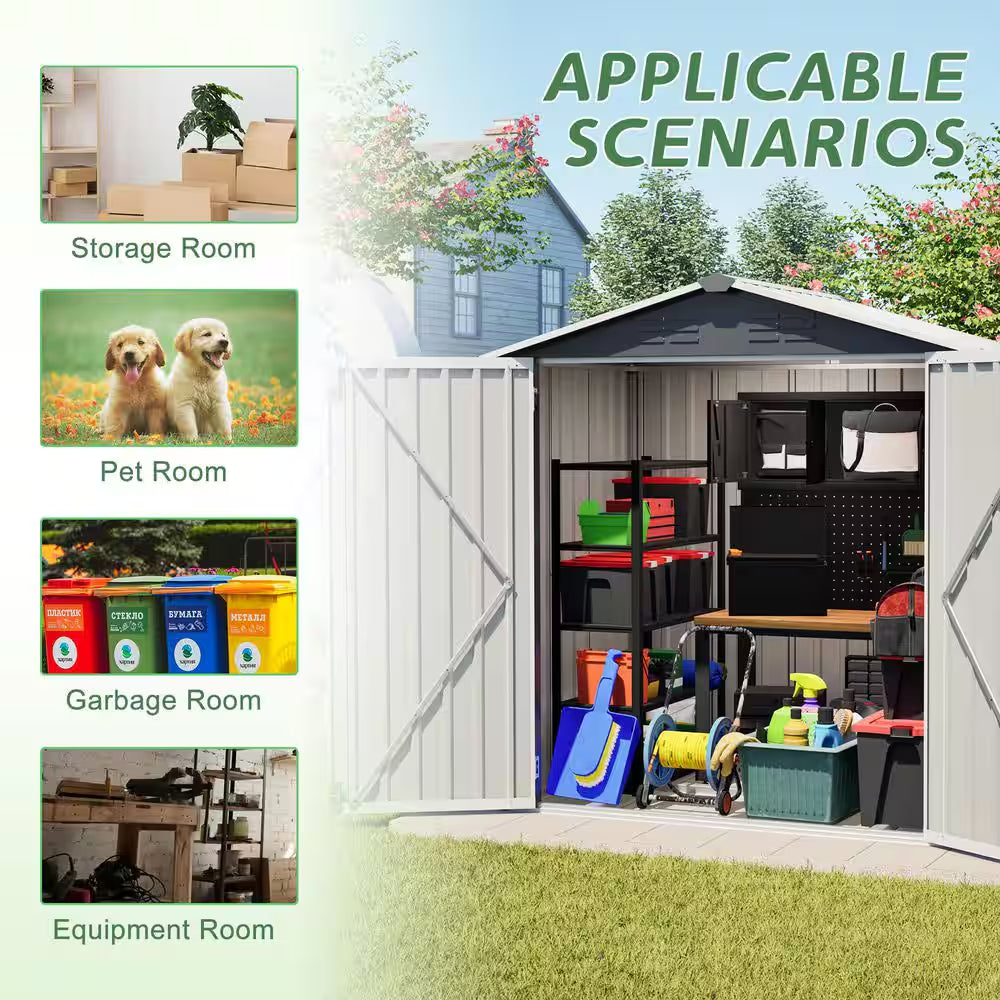 6 Ft. W X 4 Ft. D Metal Shed with Lockable Door, Outdoor Storage Shed (24 Sq. Ft.)