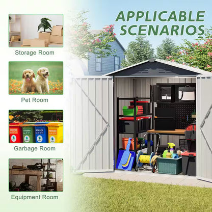 6 Ft. W X 4 Ft. D Metal Shed with Lockable Door, Outdoor Storage Shed (24 Sq. Ft.)
