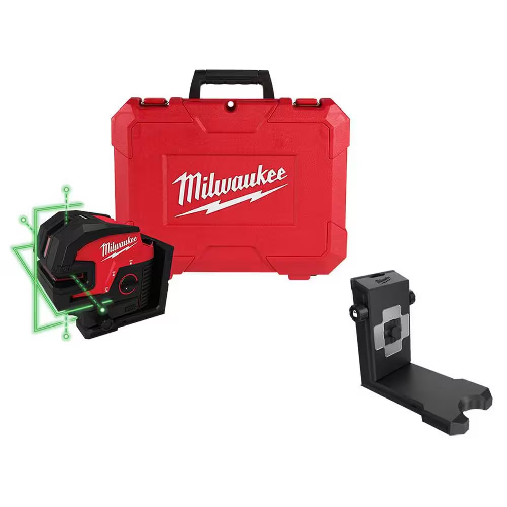 M12 12-Volt Lithium-Ion Cordless Green 125 Ft. Cross Line and 4-Point Laser Level W/ Quick Connect Laser Mount