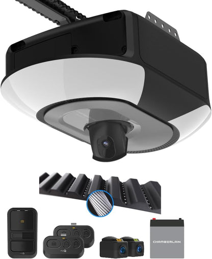 Belt Drive Myq Garage Door Opener, 1-1/4HP, Adjustable Camera