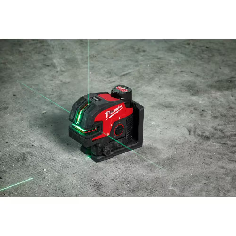 M12 12-Volt Lithium-Ion Cordless Green 125 Ft. Cross Line and 4-Point Laser Level W/ Quick Connect Laser Mount