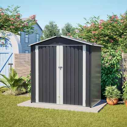 6 Ft. W X 4 Ft. D Metal Shed with Lockable Door, Outdoor Storage Shed (24 Sq. Ft.)
