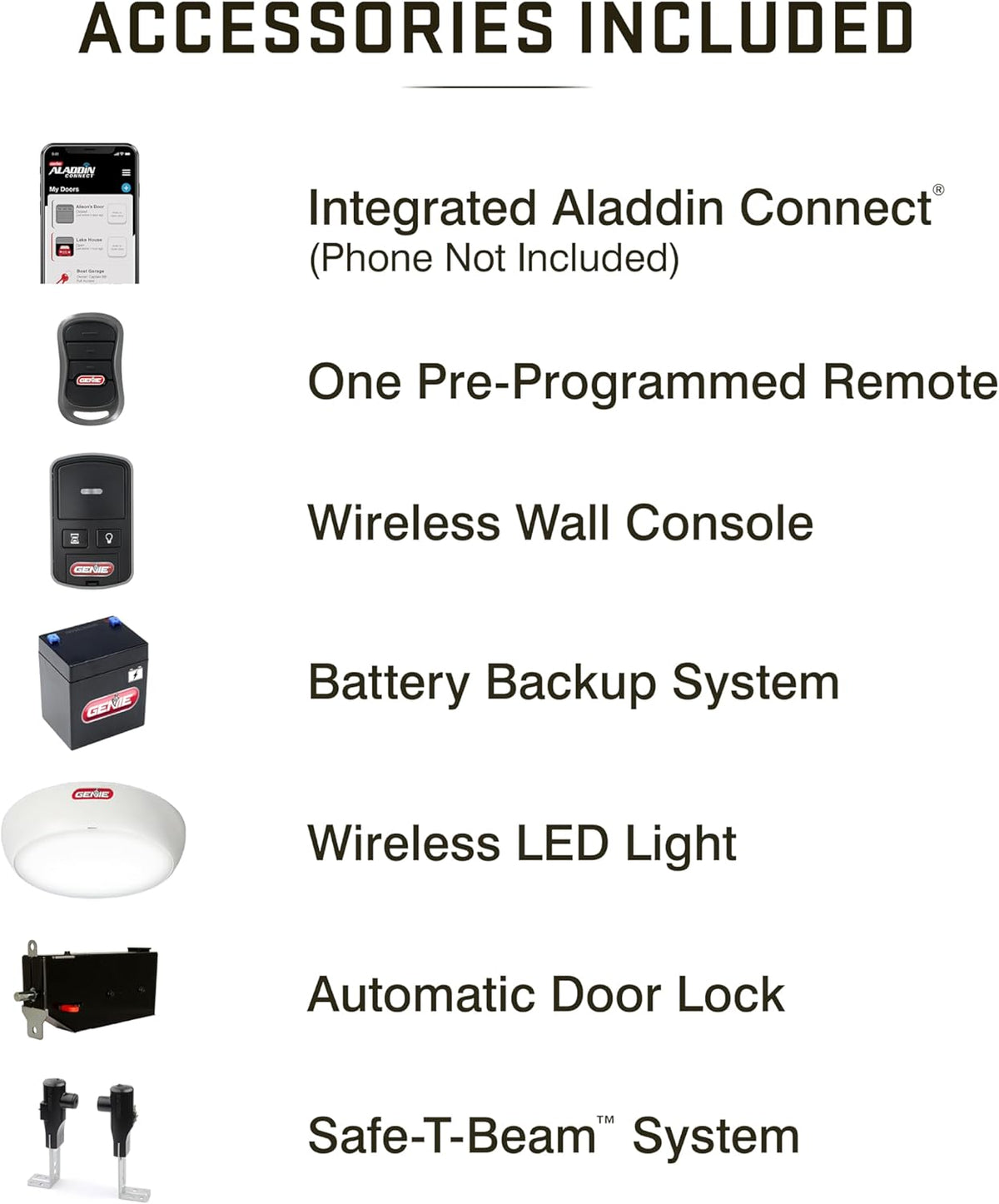 B6172H Wall Mount Smart Garage Door Opener, DC Motor Lifts up to 14Ft High 850Lbs, Black