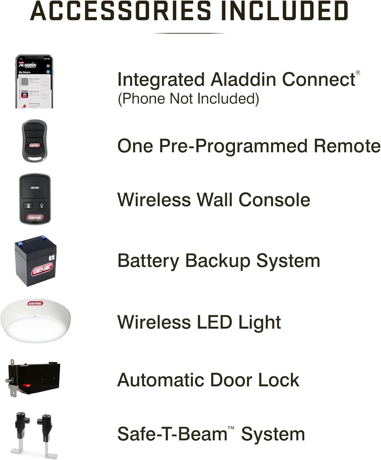 B6172H Wall Mount Smart Garage Door Opener, DC Motor Lifts up to 14Ft High 850Lbs, Black