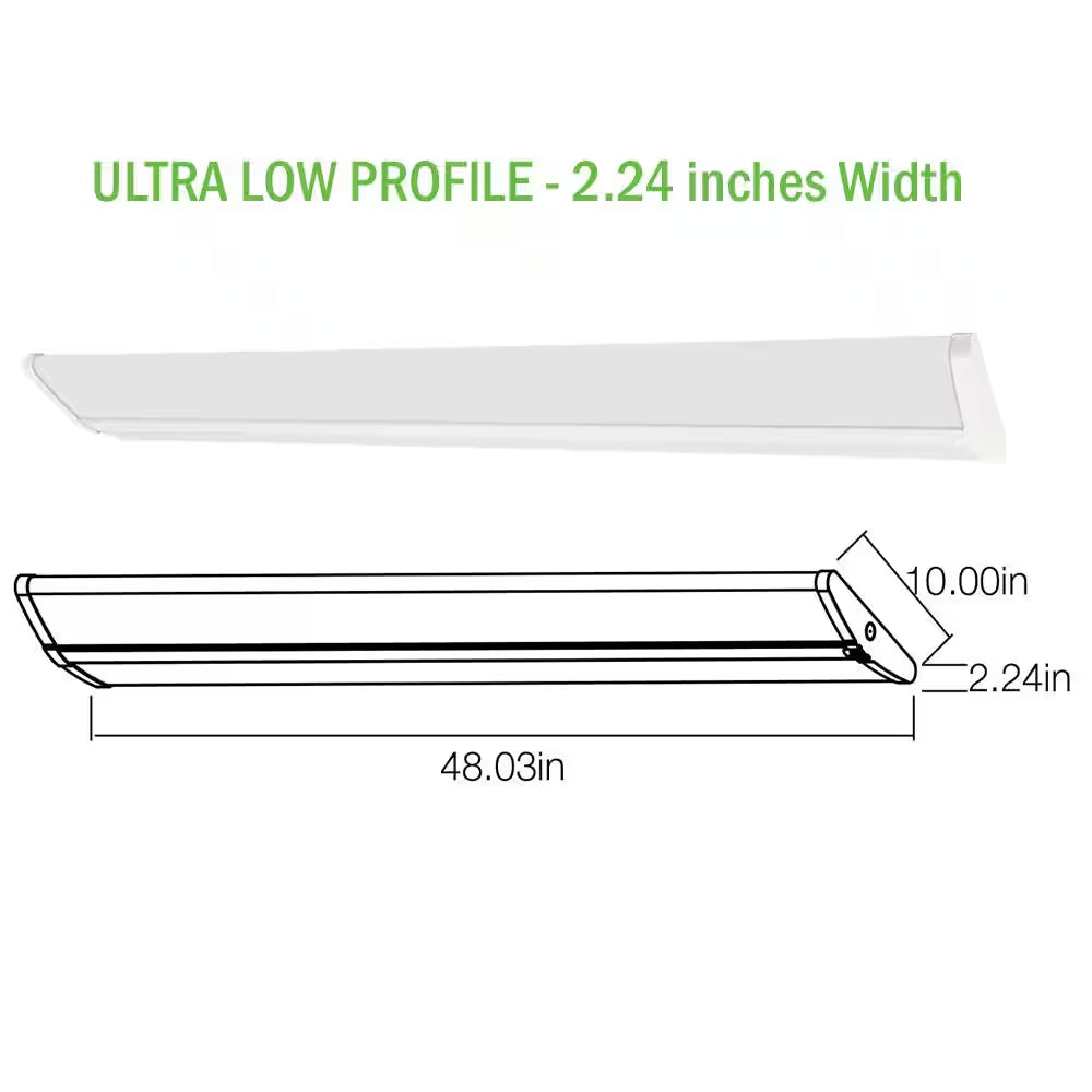 4-Pack 4 Ft. 7500 Lumens LED Wraparound Light Fixture 65W 120-277V Bright White 4000K Dimmable Garage Lighting