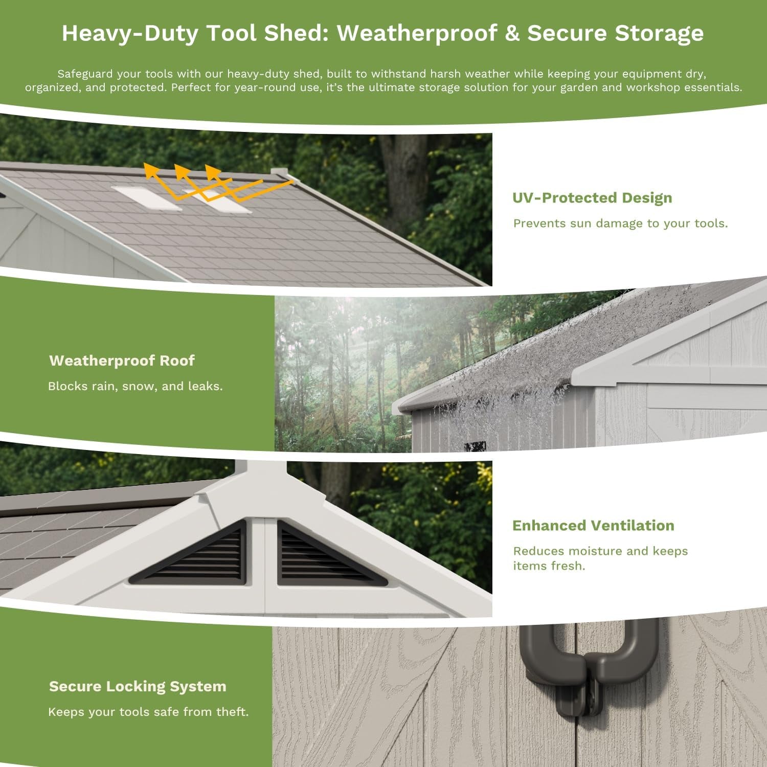 10X10 FT Resin Outdoor Storage Shed with Floor, Beige