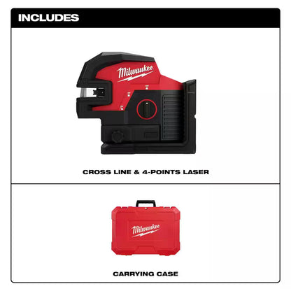 M12 12-Volt Lithium-Ion Cordless Green 125 Ft. Cross Line and 4-Point Laser Level W/ Quick Connect Laser Mount
