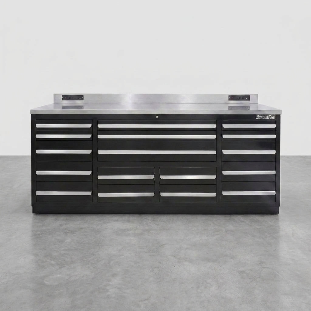 7FT Workbench Built for Industrial Strength, 17 Drawers, 5000lb Capacity, Powder-Coated Finish — Studio Shot