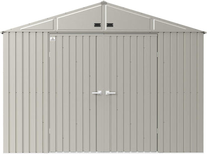 Shed Elite 10' X 14' Tall Outdoor Steel Storage Shed with High Gable and Lockable Doors Storage Building, Cool Grey