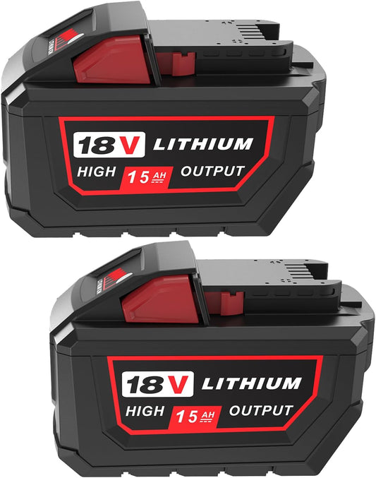 Upgraded 2Packs 18V 15.0Ah Replacement Battery for Milwaukee M-18