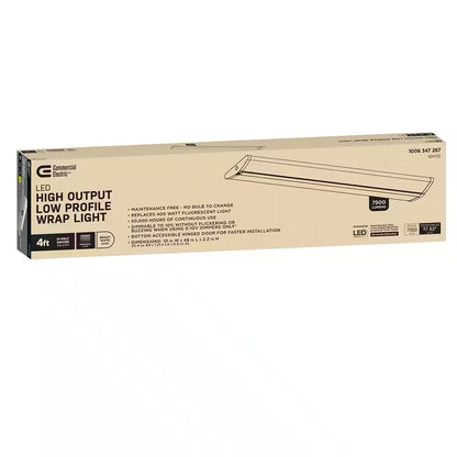 4-Pack 4 Ft. 7500 Lumens LED Wraparound Light Fixture 65W 120-277V Bright White 4000K Dimmable Garage Lighting