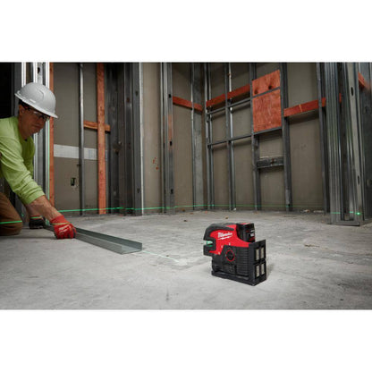 M12 12-Volt Lithium-Ion Cordless Green 125 Ft. Cross Line and 4-Point Laser Level W/ Quick Connect Laser Mount