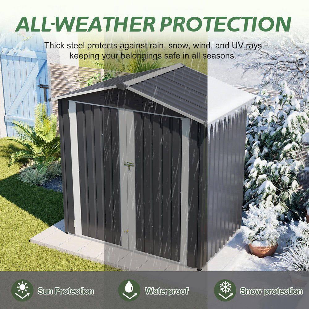 6 Ft. W X 4 Ft. D Metal Shed with Lockable Door, Outdoor Storage Shed (24 Sq. Ft.)