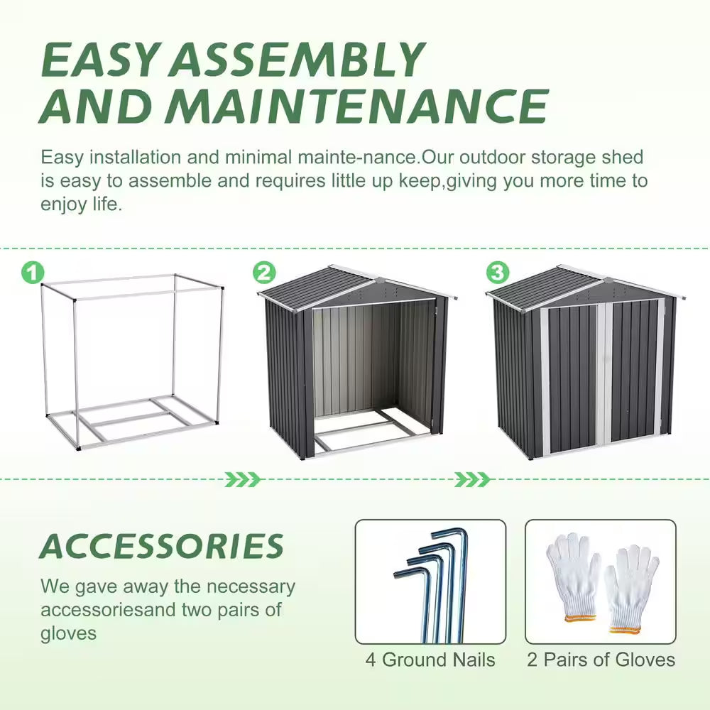 6 Ft. W X 4 Ft. D Metal Shed with Lockable Door, Outdoor Storage Shed (24 Sq. Ft.)