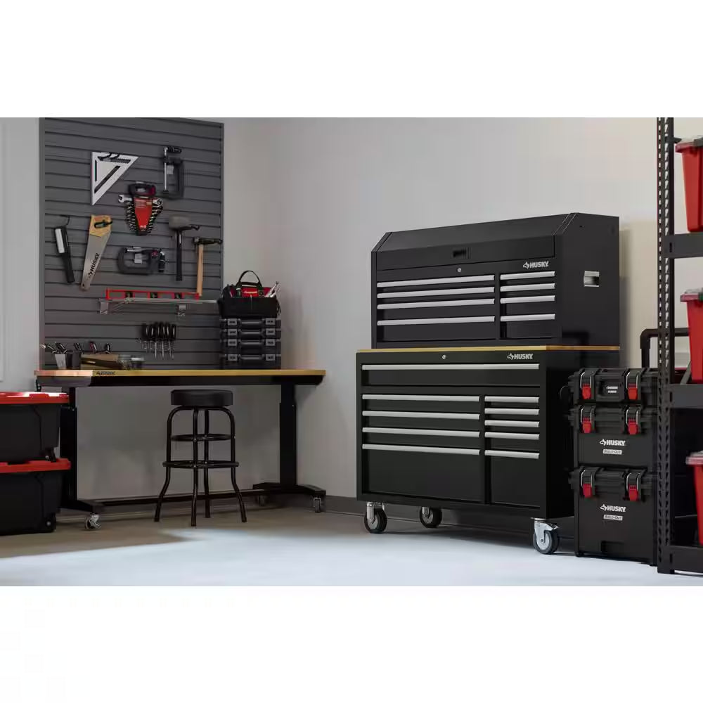 Modular Tool Storage 52 In. W X 16 In. D Standard Duty Black Top Tool Chest