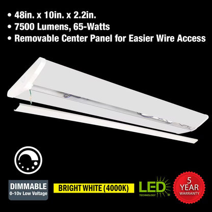 4-Pack 4 Ft. 7500 Lumens LED Wraparound Light Fixture 65W 120-277V Bright White 4000K Dimmable Garage Lighting