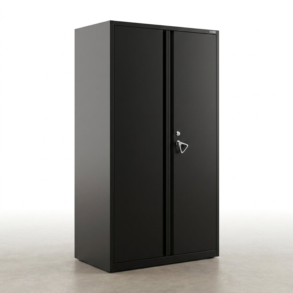 Elite Series 36 In. W X 72 In. H X 24 In. D 22-Gauge 5-Shelf Steel Freestanding Garage Storage Cabinet in Black — Studio Shot