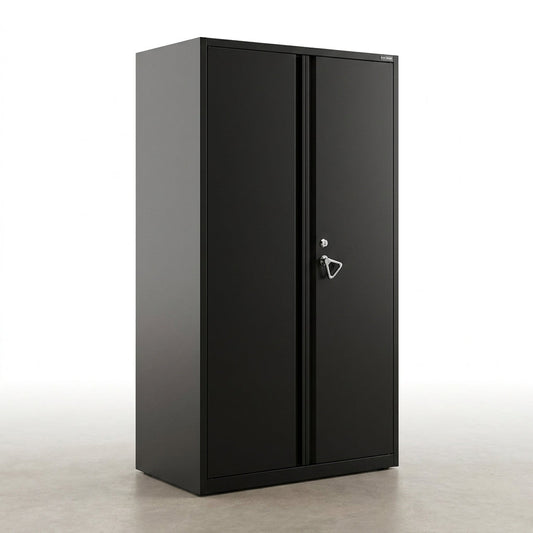 Elite Series 36 In. W X 72 In. H X 24 In. D 22-Gauge 5-Shelf Steel Freestanding Garage Storage Cabinet in Black — Studio Shot