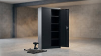 Elite Series 36 In. W X 72 In. H X 24 In. D 22-Gauge 5-Shelf Steel Freestanding Garage Storage Cabinet in Black — Lifestyle