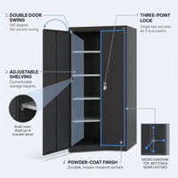 Elite Series 36 In. W X 72 In. H X 24 In. D 22-Gauge 5-Shelf Steel Freestanding Garage Storage Cabinet in Black — How It Works