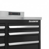 Industrial Workbench Built for Heavy-Duty Use, 17 Drawers, 5000 lb Capacity, Powder-Coated Steel Finish