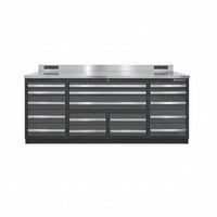 Industrial Workbench Built for Heavy-Duty Use, 17 Drawers, 5000 lb Capacity, Powder-Coated Steel Finish
