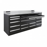 Industrial Workbench Built for Heavy-Duty Use, 17 Drawers, 5000 lb Capacity, Powder-Coated Steel Finish
