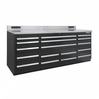 Industrial Workbench Built for Heavy-Duty Use, 17 Drawers, 5000 lb Capacity, Powder-Coated Steel Finish