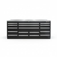 Industrial Workbench Built for Heavy-Duty Use, 17 Drawers, 5000 lb Capacity, Powder-Coated Steel Finish