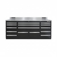 Industrial Workbench Built for Heavy-Duty Use, 17 Drawers, 5000 lb Capacity, Powder-Coated Steel Finish