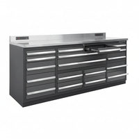 Industrial Workbench Built for Heavy-Duty Use, 17 Drawers, 5000 lb Capacity, Powder-Coated Steel Finish